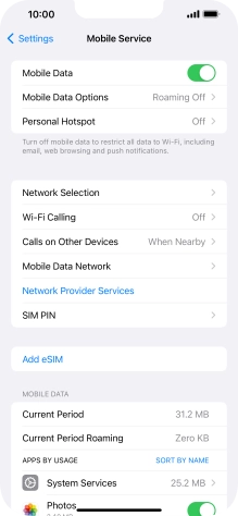 Press Mobile Data Options. Press Mobile Data Options.
