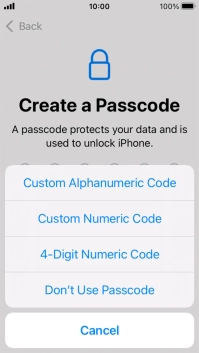 Follow the instructions on the screen to turn on use of phone lock code or press Don't Use Passcode. Follow the instructions on the screen to turn on use of phone lock code or press Don't Use Passcode.