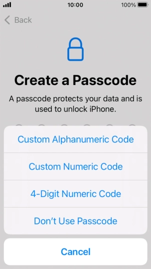 Follow the instructions on the screen to turn on use of phone lock code or press Don't Use Passcode. Follow the instructions on the screen to turn on use of phone lock code or press Don't Use Passcode.