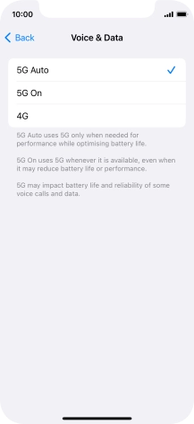 To turn on automatic switch between 5G and 4G, press 5G Auto. To turn on automatic switch between 5G and 4G, press 5G Auto.
