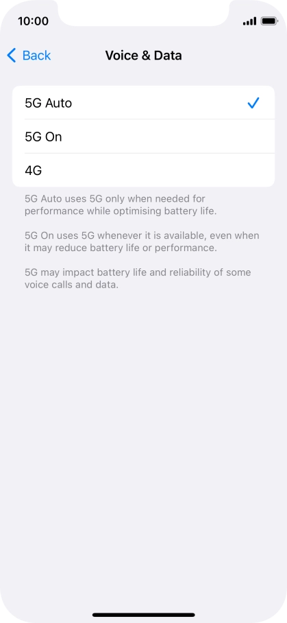 To turn on automatic switch between 5G and 4G, press 5G Auto. To turn on automatic switch between 5G and 4G, press 5G Auto.