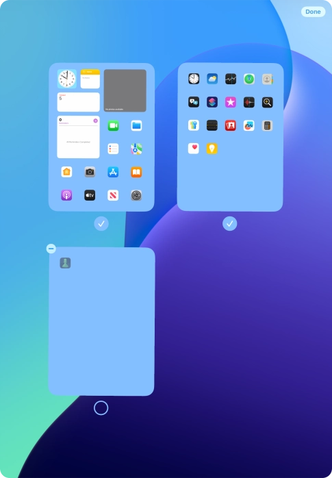 Press the delete icon next to the required home screen page. Press the delete icon next to the required home screen page.