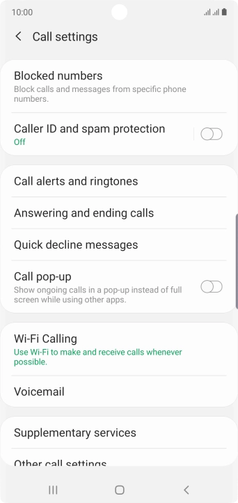 Press Supplementary services. Press Supplementary services.