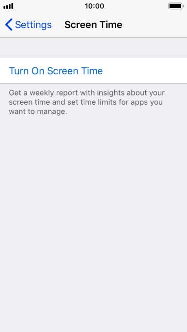 Press Turn On Screen Time. Press Turn On Screen Time.