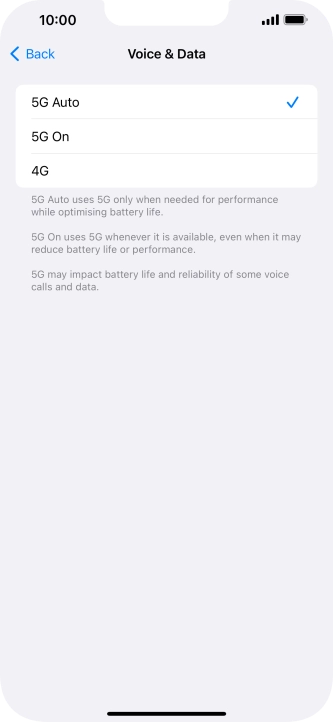 To turn on automatic switch between 5G and 4G, press 5G Auto. To turn on automatic switch between 5G and 4G, press 5G Auto.