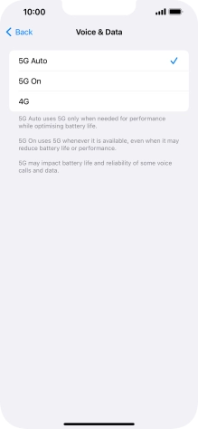 To turn on automatic switch between 5G and 4G, press 5G Auto. To turn on automatic switch between 5G and 4G, press 5G Auto.