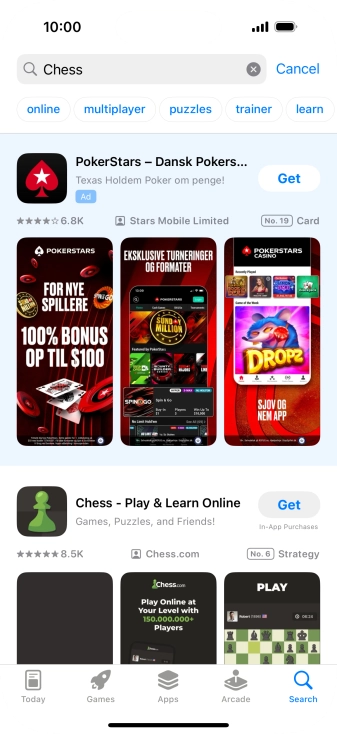 Press the required app. Press the required app.