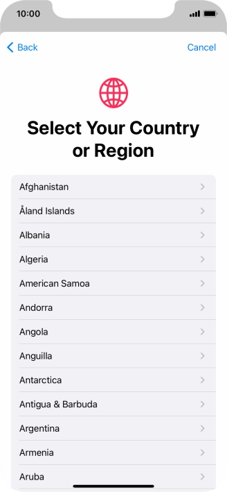 Press the required country. Press the required country.