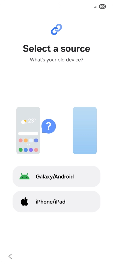 Press the required setting and follow the instructions on the screen to transfer the content from another phone. Press the required setting and follow the instructions on the screen to transfer the content from another phone.
