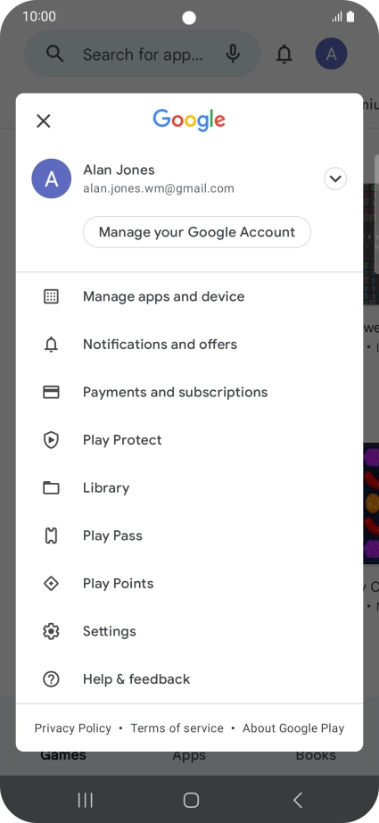 Press Manage apps and device. Press Manage apps and device.
