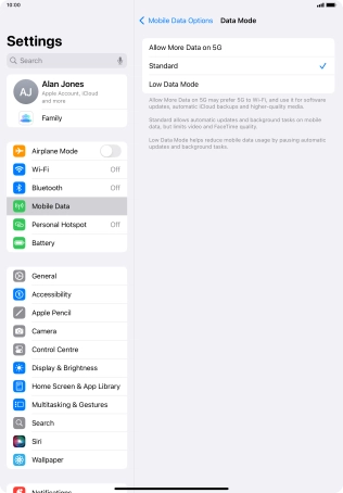 Press the required setting to turn the function on or off. Press the required setting to turn the function on or off.