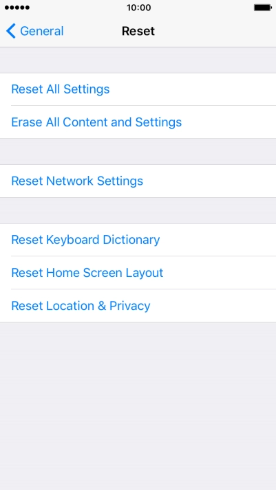 Press Reset All Settings. Press Reset All Settings.