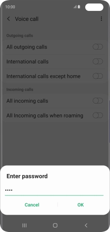 Key in your barring password and press OK. The default barring password is 0000. Key in your barring password and press OK. The default barring password is 0000.