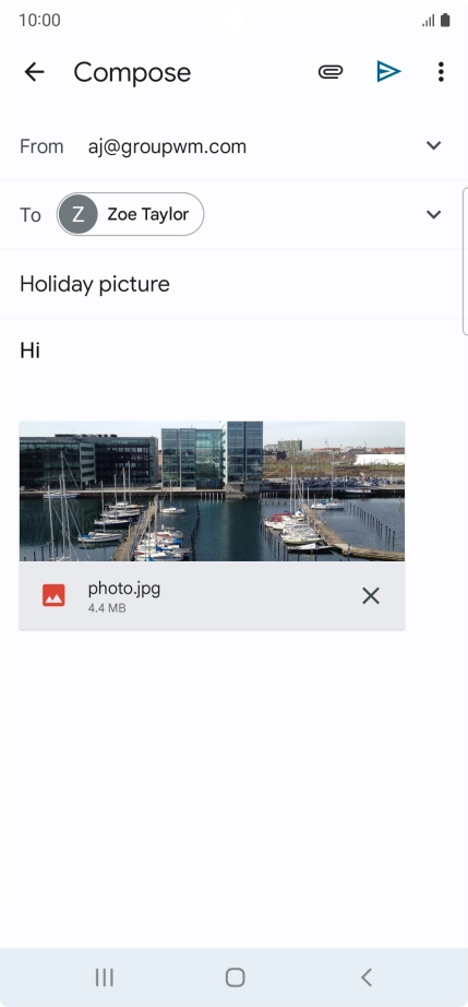 Press the send icon when you've finished your email message. Press the send icon when you've finished your email message.