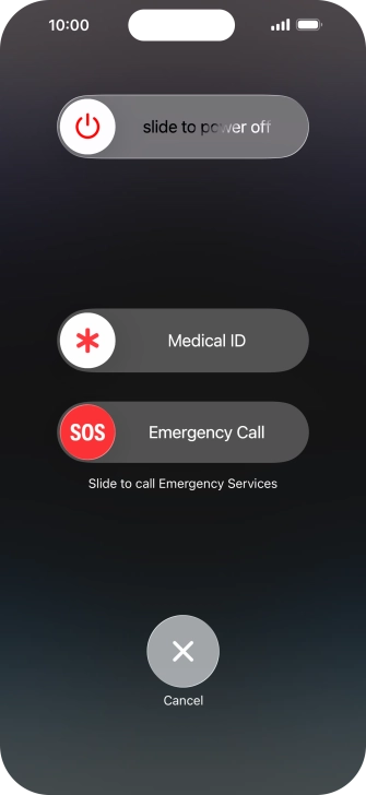 Press and drag the power off icon right. Press and drag the power off icon right.