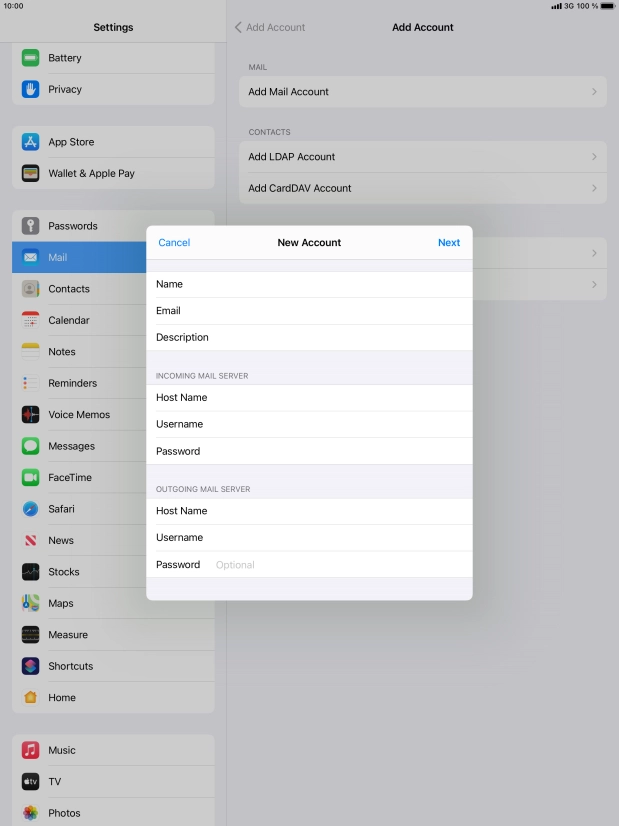 Press Password and key in the password for your email account. Please note that if you're using Vodafone's outgoing server, leave the password field empty. Press Password and key in the password for your email account. Please note that if you're using Vodafone's outgoing server, leave the password field empty.