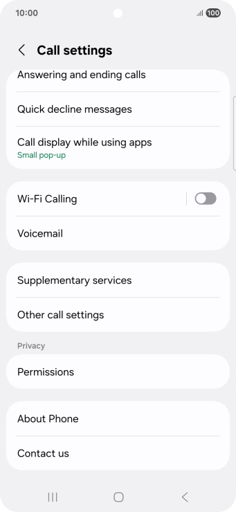 Press Supplementary services. Press Supplementary services.