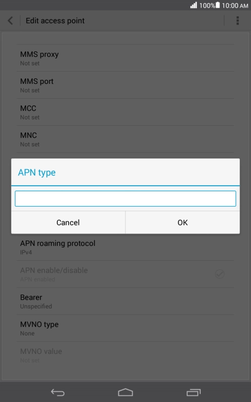 Key in default and press OK. Key in default and press OK.