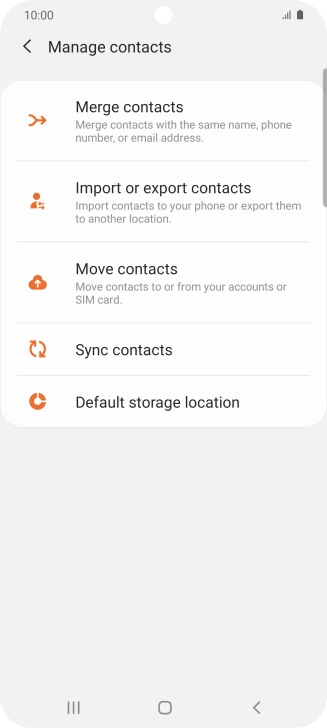 Press Import or export contacts. Press Import or export contacts.