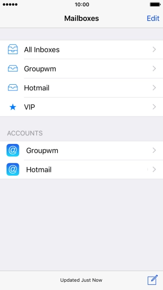 Press the required email account. Press the required email account.