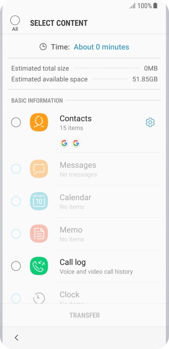 Press the required data types. Press the required data types.