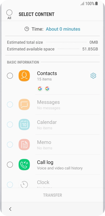 Press the required data types. Press the required data types.