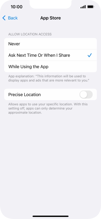 Press the required setting to turn the function on or off. Press the required setting to turn the function on or off.