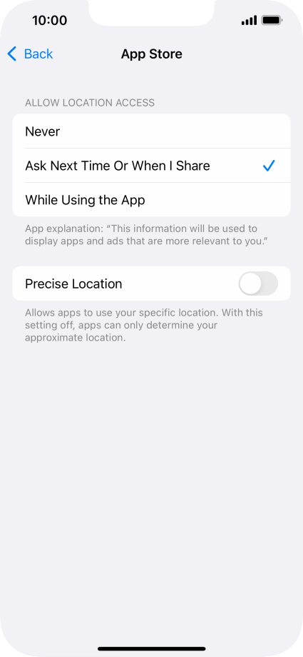 Press the required setting to turn the function on or off. Press the required setting to turn the function on or off.