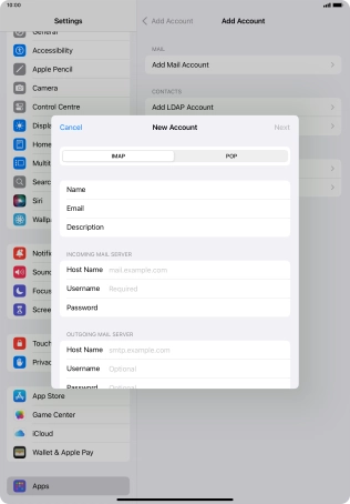 Press IMAP. Press IMAP.
