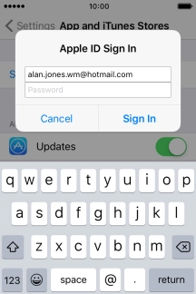 Press Password and key in the password for your Apple ID. Press Password and key in the password for your Apple ID.