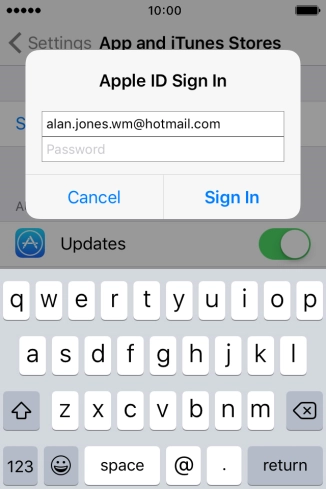 Press Password and key in the password for your Apple ID. Press Password and key in the password for your Apple ID.