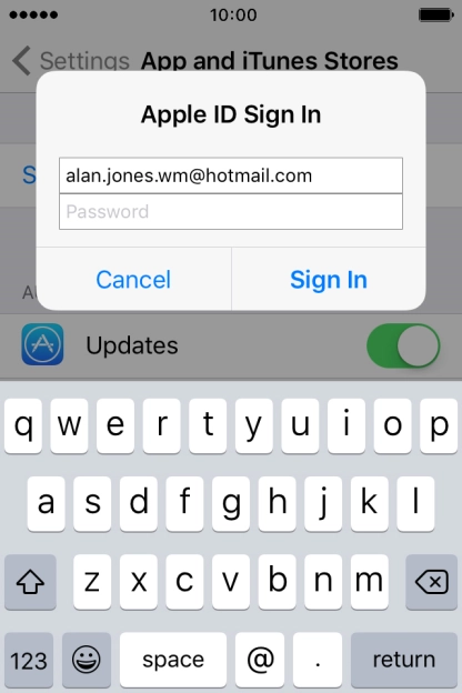 Press Password and key in the password for your Apple ID. Press Password and key in the password for your Apple ID.