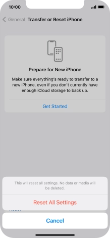 Press Reset All Settings. Press Reset All Settings.