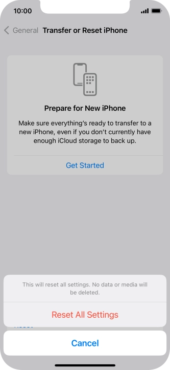 Press Reset All Settings. Press Reset All Settings.