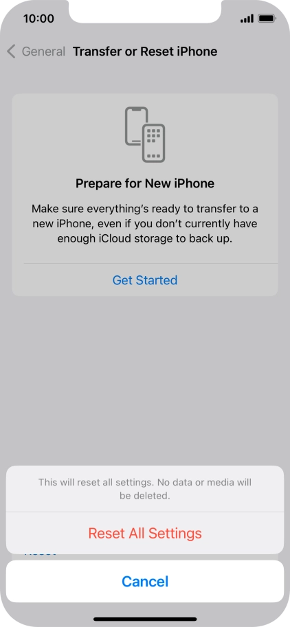 Press Reset All Settings. Press Reset All Settings.