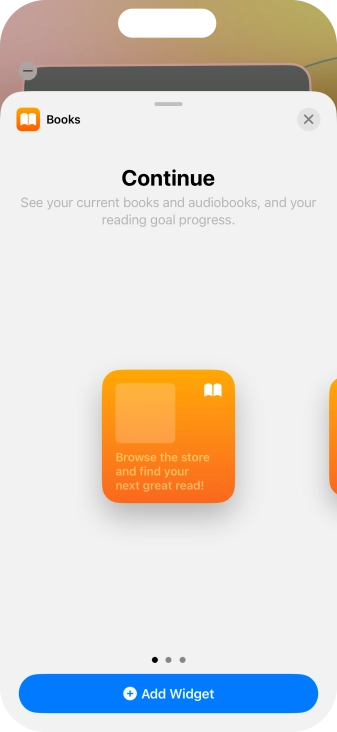 Slide your finger right or left on the screen to select the required widget size. Slide your finger right or left on the screen to select the required widget size.