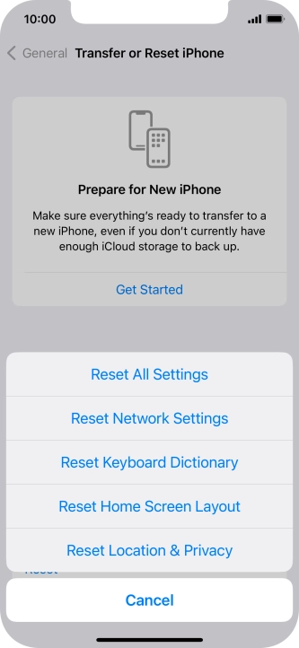 Press Reset All Settings. Press Reset All Settings.