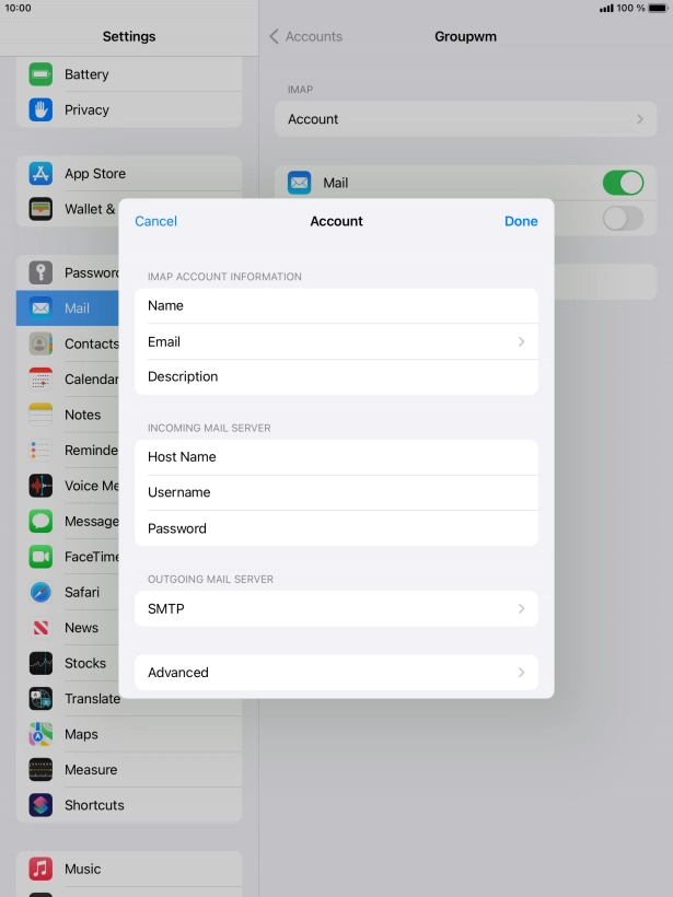 Press SMTP. Press SMTP.