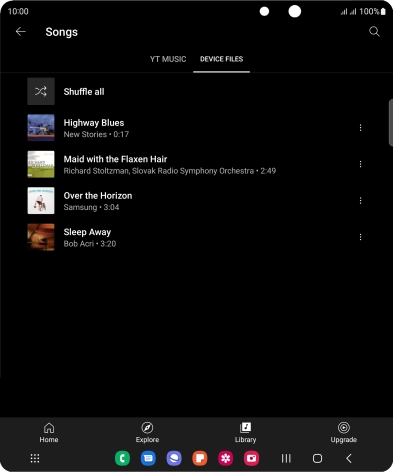 Press the required audio file. Press the required audio file.