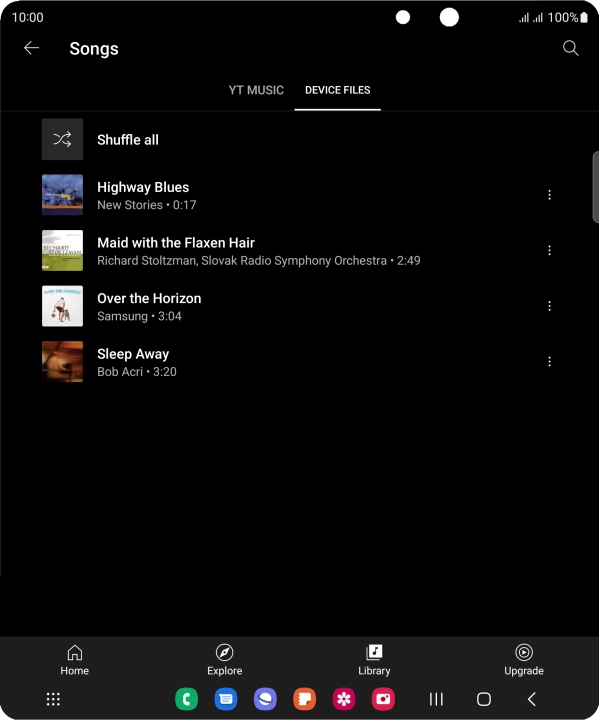 Press the required audio file. Press the required audio file.