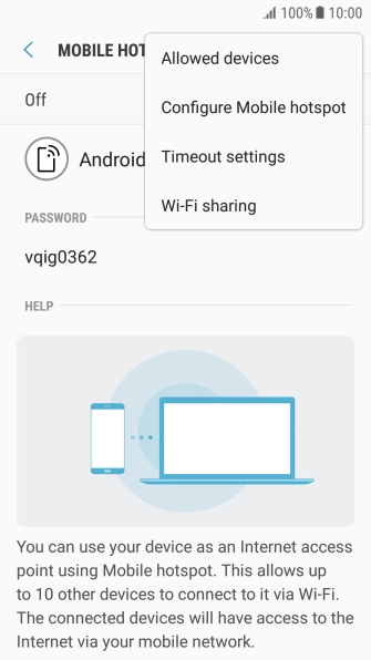 Press Configure Mobile hotspot. Press Configure Mobile hotspot.
