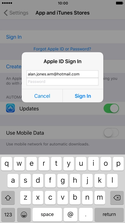 Press Password and key in the password for your Apple ID. Press Password and key in the password for your Apple ID.