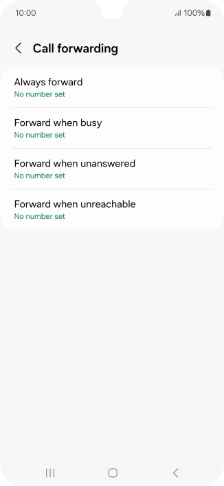Press the required divert type. Press the required divert type.
