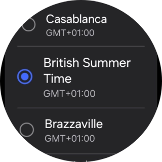 Press the required time zone. Press the required time zone.