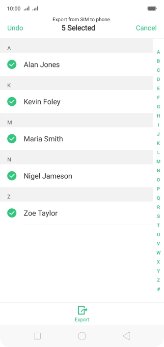 Press Export. Press Export.