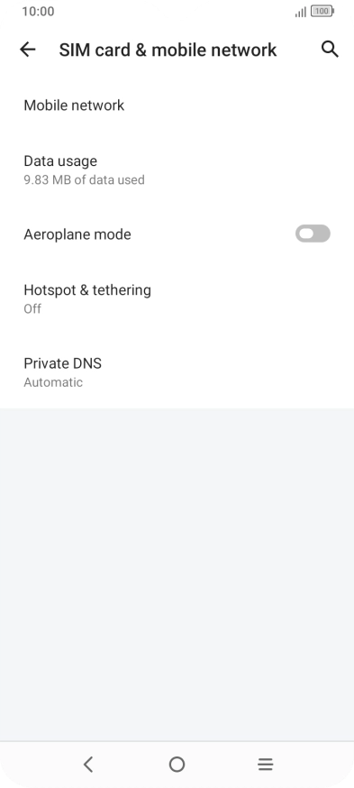 Press Mobile network. Press Mobile network.