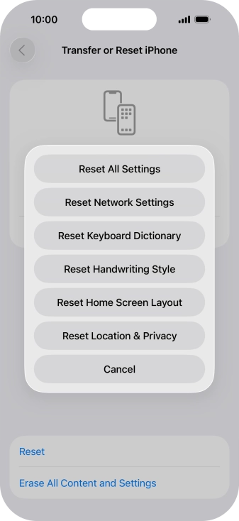 Press Reset All Settings. Press Reset All Settings.