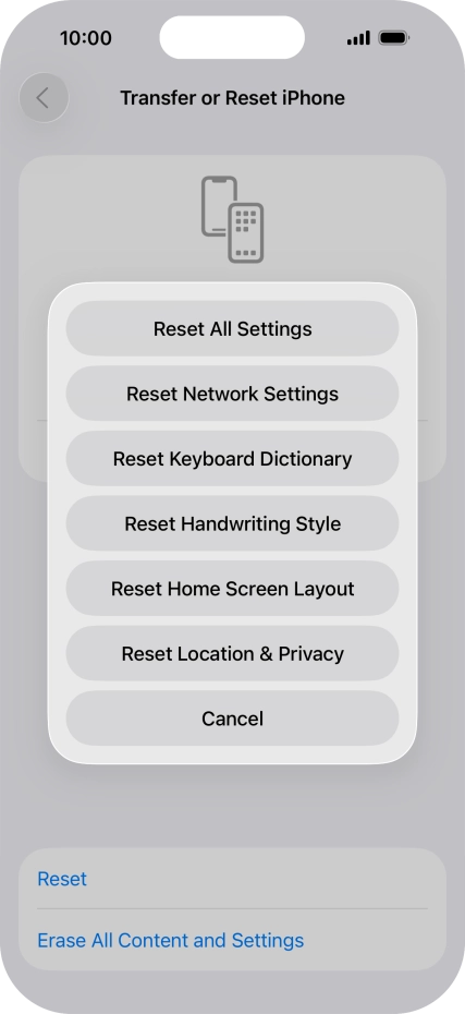 Press Reset All Settings. Press Reset All Settings.