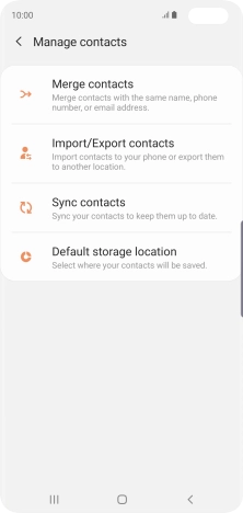 Press Import/Export contacts. Press Import/Export contacts.
