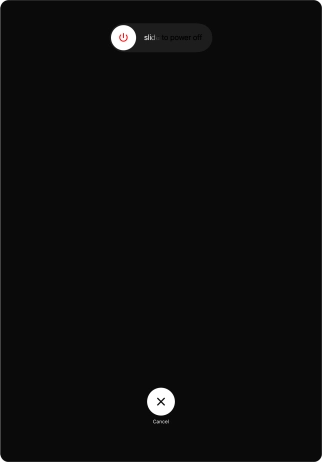 Press and drag the power off icon right. Press and drag the power off icon right.